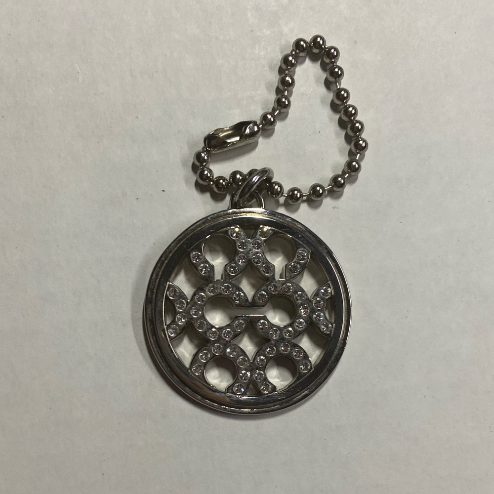 COACH silver Keychain with Floral Design